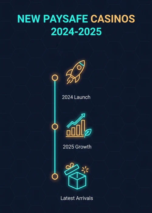 New Paysafe casinos timeline across 2024 launch, 2025 growth and latest arrivals for Australian prepaid players.
